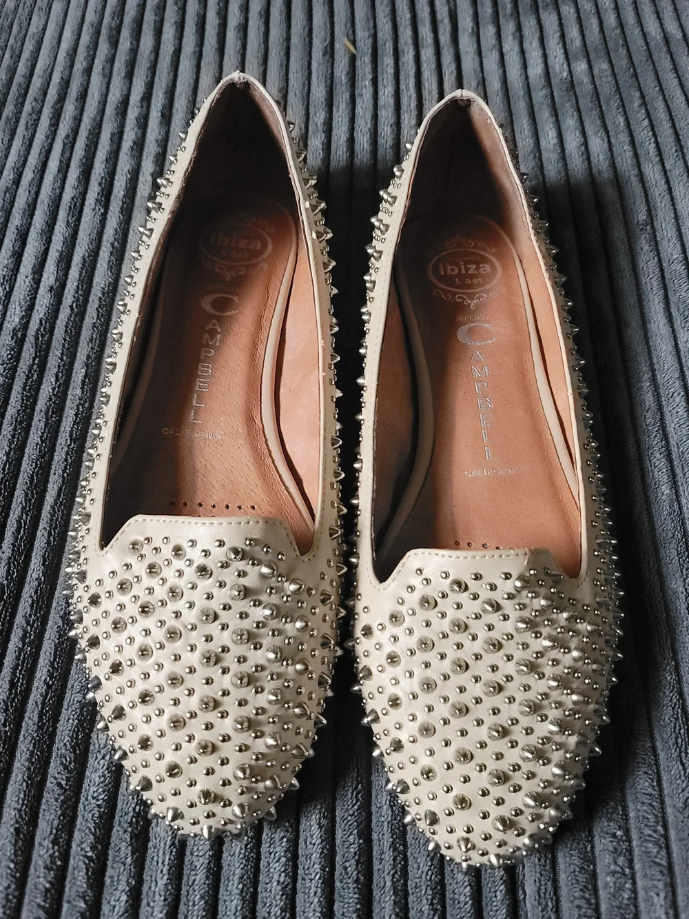 Jeffrey Campbell Cream Studded Loafers